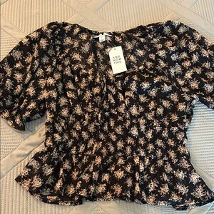 And Now This Black Floral Women's Blouse